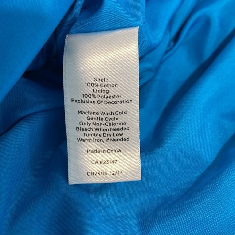 Talbots Petite 2P Blue Embroidered Sateen Fit & Flare Dress - Picture 8 of 11